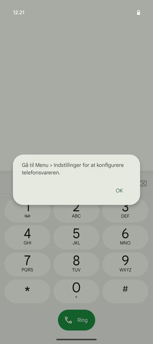 Hvis din telefonsvarer ikke er sat op, vælg OK