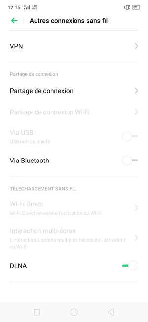 Sélectionnez Partage de connexion