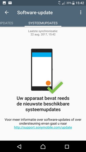 Als uw telefoon up-to-date is, zult u het volgende scherm zien