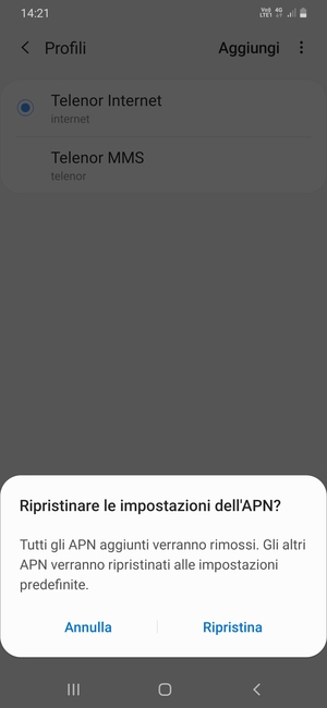 Seleziona Ripristina