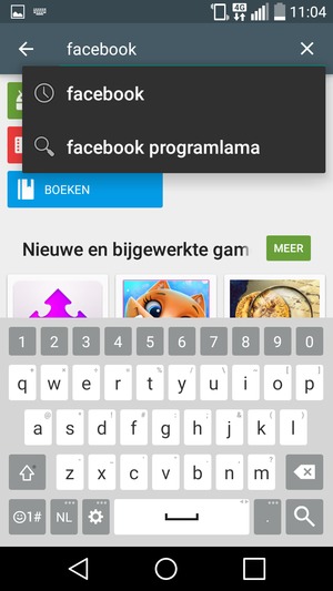 Voer de app-naam in en selecteer Zoek
