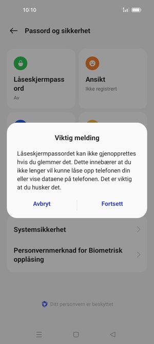 Velg Fortsett