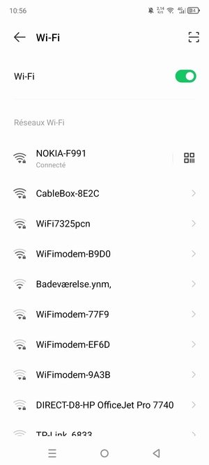 Vous êtes maintenant connecté au réseau Wi-Fi
