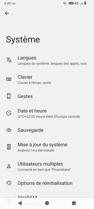 Sélectionnez Mise à jour du sysmème
