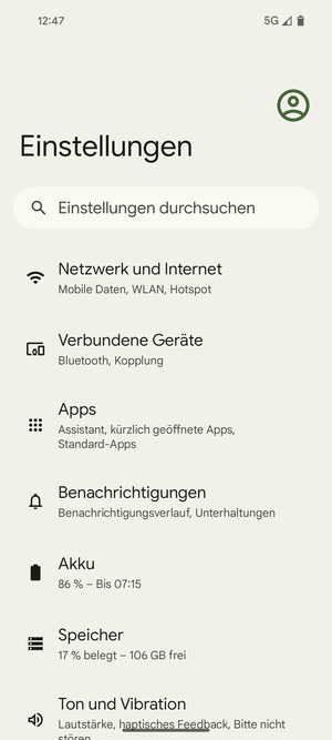 Wählen Sie Netzwerk und Internet