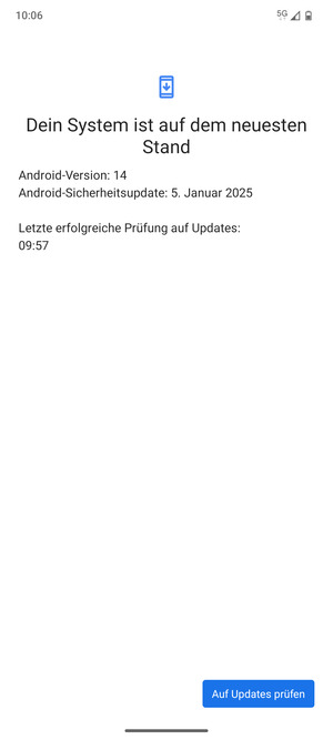 Falls Ihr Handy aktualisiert ist, wird Ihnen der folgende Bildschirm angezeigt
