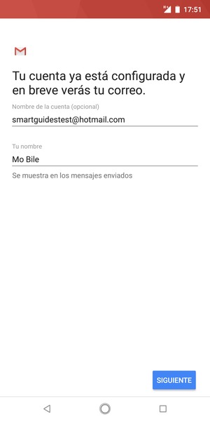 Déle a su cuenta un nombre y escriba su nombre. Seleccione SIGUIENTE