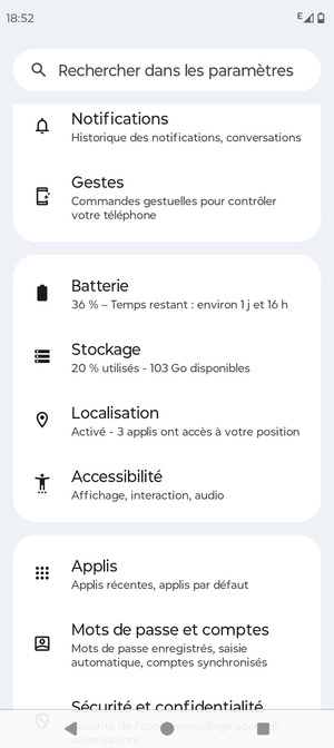 Faites défiler et sélectionnez Localisation