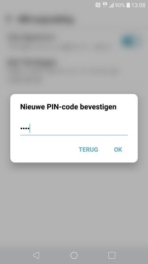 Bevestig uw nieuwe pincode en selecteer OK