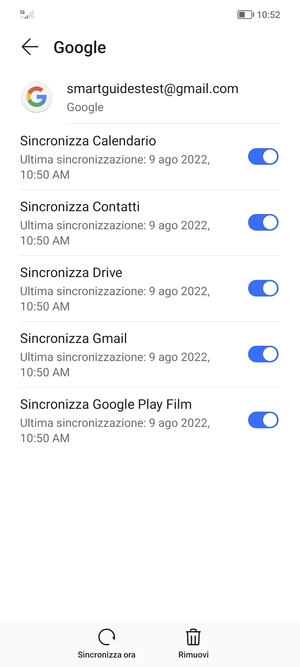 Seleziona Sincronizza ora