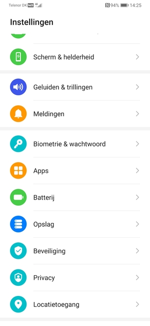 Scroll naar en selecteer Beveiliging