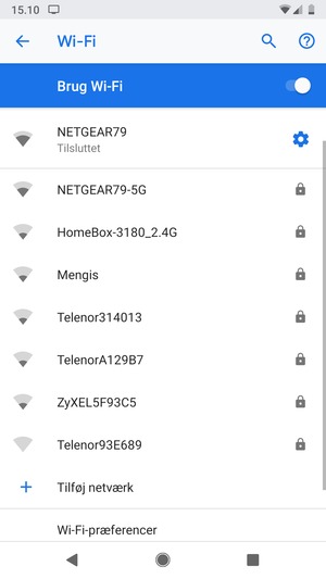 Du er nu tilsluttet Wi-Fi netværket