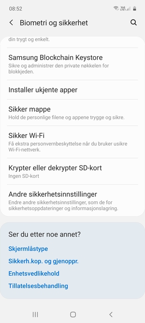 Bla til og velg Andre sikkerhetsinnstillinger