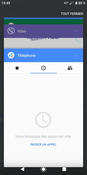 Sélectionnez TOUT FERMER pour fermer toutes les applications en cours d'exécution
