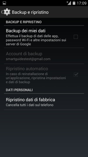 Spunta la casella di controllo Backup dei miei dati