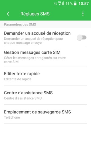 Sélectionnez Centre d'assistance SMS