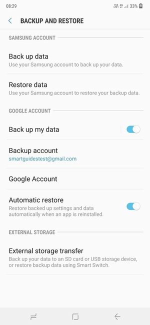 Select Backup account