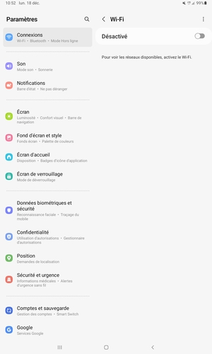 Activer le Wi-Fi