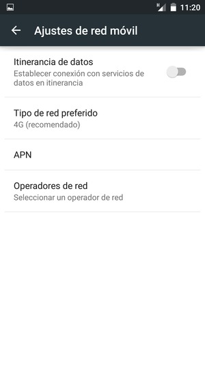 Seleccione Tipo de red preferido