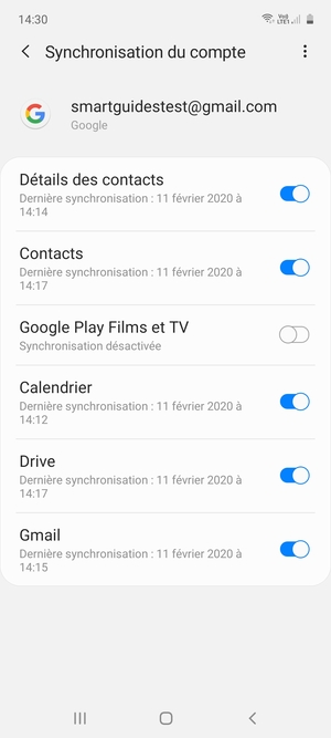 Assurez-vous que Contacts est sélectionné