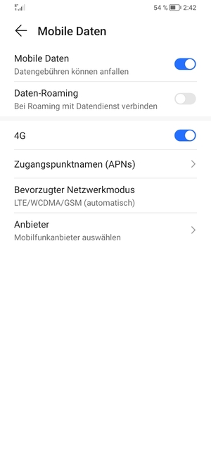 Wählen Sie Zugangspunktnamen (APNs)