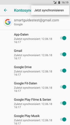 Wählen Sie Jetzt synchronisieren