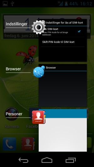 Swipe apps til højre for at lukke dem