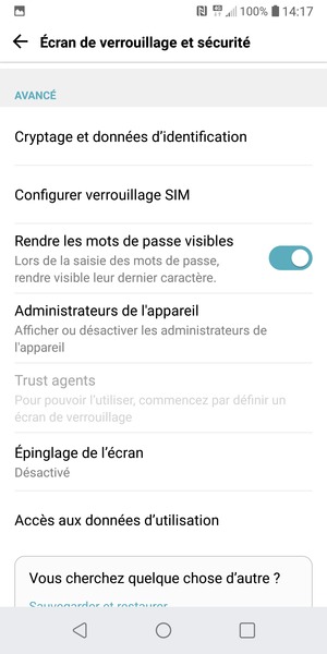 Pour modifier le code PIN de la carte SIM, retournez dans le menu Écran de verrouillage et sécurité et sélectionnez Configurer verrouillage SIM