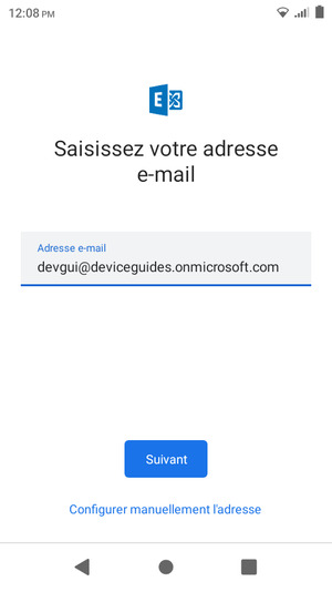 Saisissez votre adresse e-mail et sélectionnez Configurer manuellement l'adresse