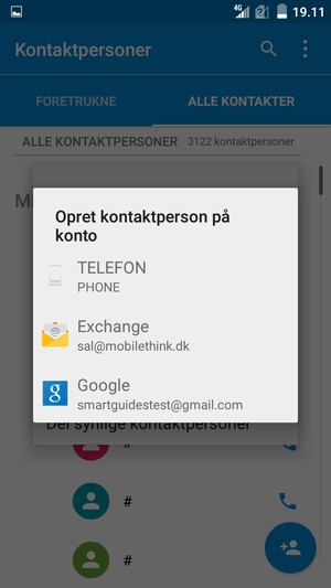 Vælg din Google konto