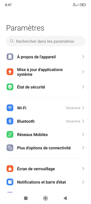 Sélectionnez Réseaux Mobiles