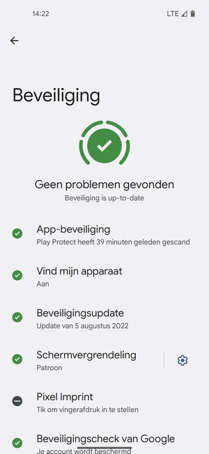 Uw telefoon is nu beveiligd met een schermvergrendeling