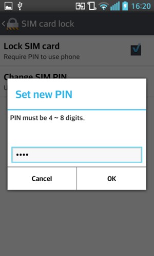 Enter your new SIM PIN and select OK