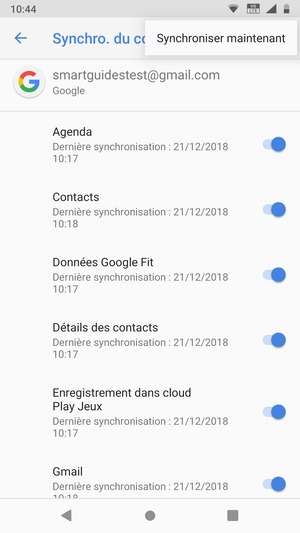 Sélectionnez Syncroniser maintenant