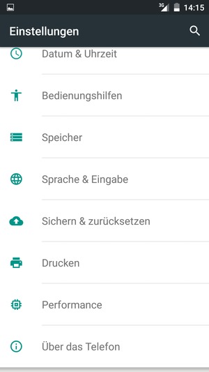 Scrollen Sie und wählen Sie Sichern & zurücksetzen