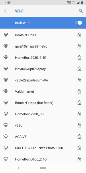 Velg det trådløse nettverket du vil koble til