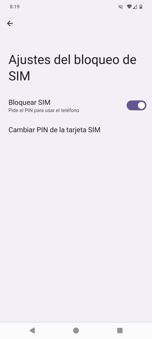 Seleccione Cambiar PIN de la tarjeta SIM