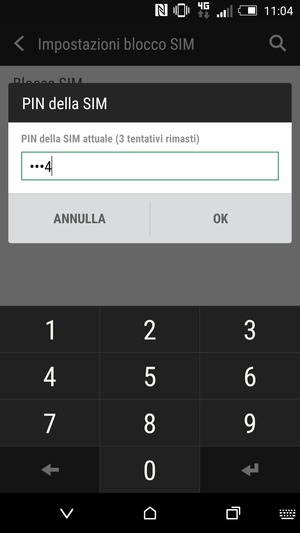Inserisci PIN della SIM attuale e seleziona OK