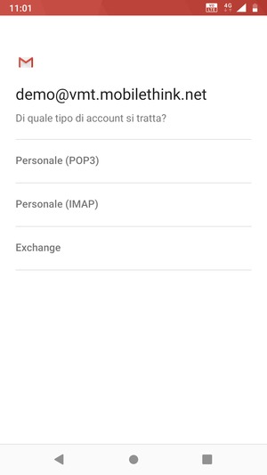 Seleziona Personale (POP3) o Personale (IMAP)