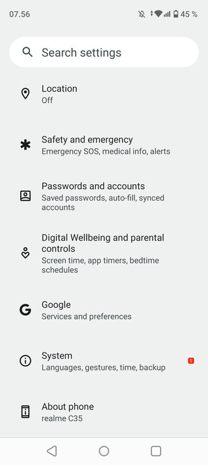 Scroll to and select System