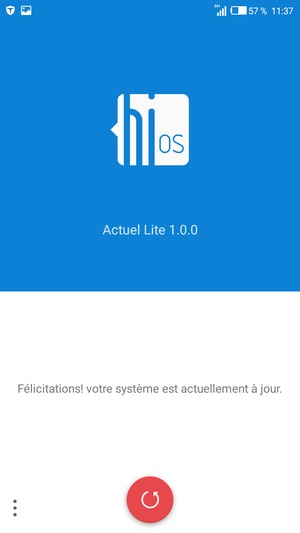 Si votre téléphone est à jour, vous verrez l'écran suivant