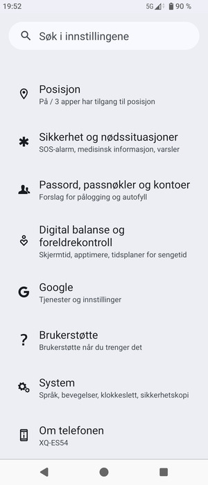 Bla til og velg System