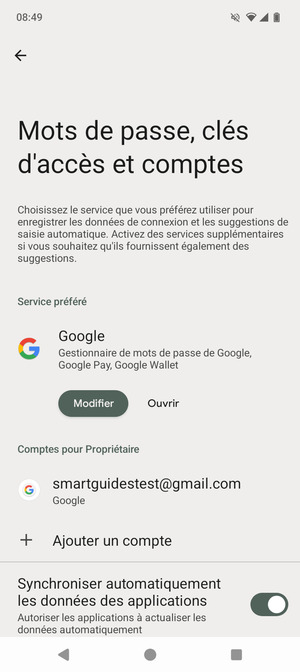 Sélectionnez votre compte Google