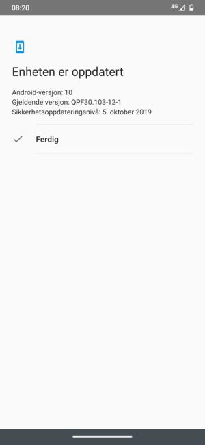 Hvis telefonen din er oppdatert, velg Ferdig