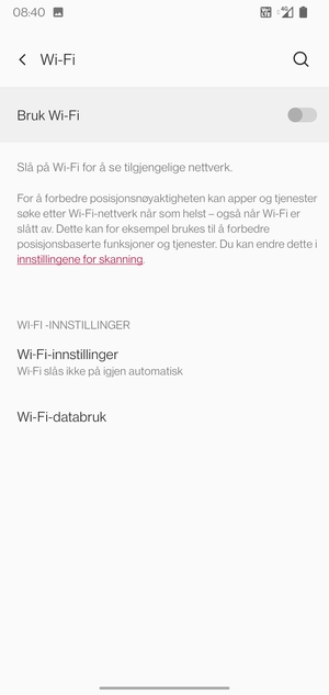 Slå på Bruk Wi-Fi