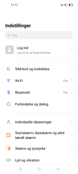 Vælg Forbindelse og deling