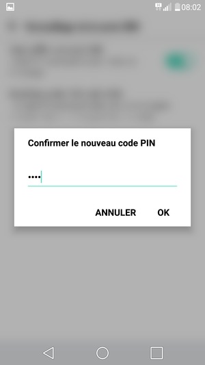 Veuillez confirmer votre nouveau code PIN et sélectionner OK