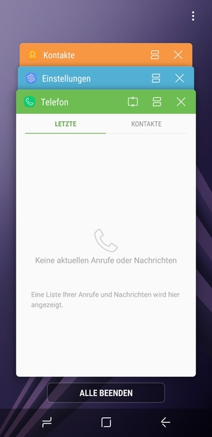 Wählen Sie ALLE BEENDEN
