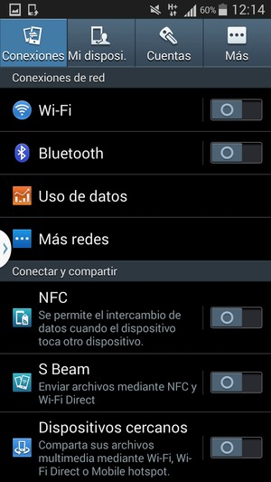 Seleccione Conexiones y Más redes