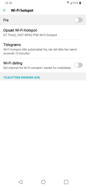 Vælg Opsæt Wi-Fi-hotspot
